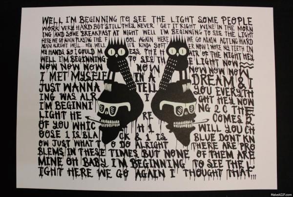 Dscreetone's tweet photo. Print teaser for The Other Side Show. Yes it glows in the dark! http://t.co/jJYQ6LXQ