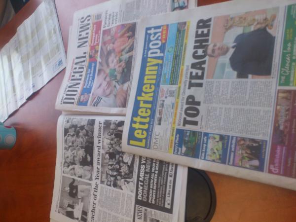 Master Gallinagh is front page of Letterkenny Post &amp;great write up in Donegal News on his #TeacherofYear win #edchatie