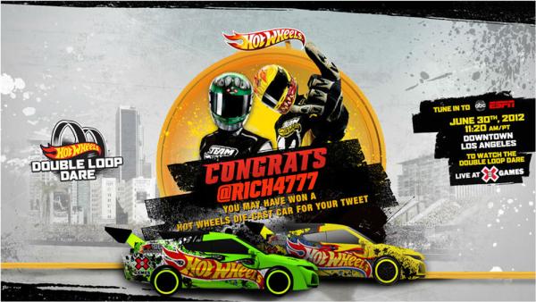 Hot_Wheels's tweet photo. Congrats @rich4777, you pushed #TeamHW around the #HotWheelsLoop! Be the next winner by tweeting #HotWheelsLoop. http://t.co/nnhAjTAW