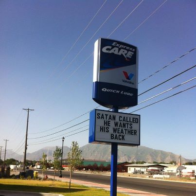 Flamageddon's tweet image. "Satan called, he wants his weather back!" facebook.com/flamageddon #Flamageddon