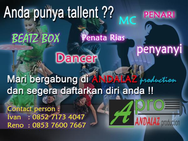 Andalaz_Channel's tweet photo. Gabung yuk di A-Pro ( Andalaz Production - event organizer &amp; agency ) Pndaftrn hub. @ivan__syah, Hp : 0852 7173 4047 http://t.co/Y7R7eKJT