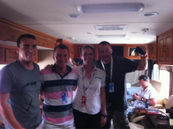 michelisz's tweet photo. with my WTCC team-mate, Gabor Wéber, and the Hungarian F1 reporter @szujozoltan and Ildikó Szabó :) http://t.co/5iGGI4TA