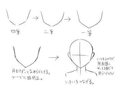 水影月 在 Twitter 上 邪道 正面顔の描き方 少し外側に広がったホームベース型を描く練習をする 最初のうちは一筆で描こうと思わない 角を削って滑らかにする 頭が見切れた時とかに便利だと思います でもアタリ取った方が描きやすい Http T Co Qxgxmspp