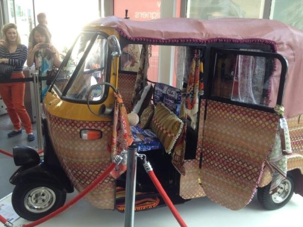 FionaBroadbent's tweet photo. Love the tuk tuk @NewDesigners reminds me of my time travelling in India. http://t.co/IzkdJ1R2