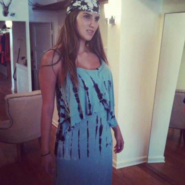 BobbiRocco's tweet photo. One of our regulars, Heather, looks hippie chic in this tie-dye dress! Only $44 and you could rock the same! #peace http://t.co/CvbMFQmp