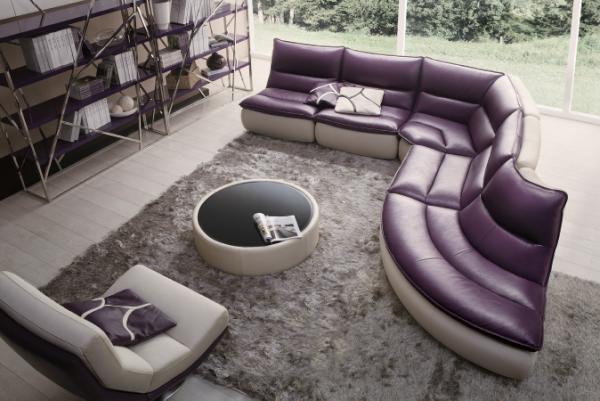 Kuka 1337 sofa in eggplant purple leather #furniture #livingroom #leather