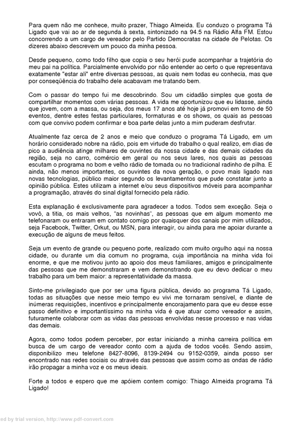 ThiagoTaligado's tweet photo. Bom pessoal aqui está o motivo pelo qual estou me afastando da rádio e de alguns eventos.. POR FAVOR LEIAM O TEXTO http://t.co/cPISzXIJ