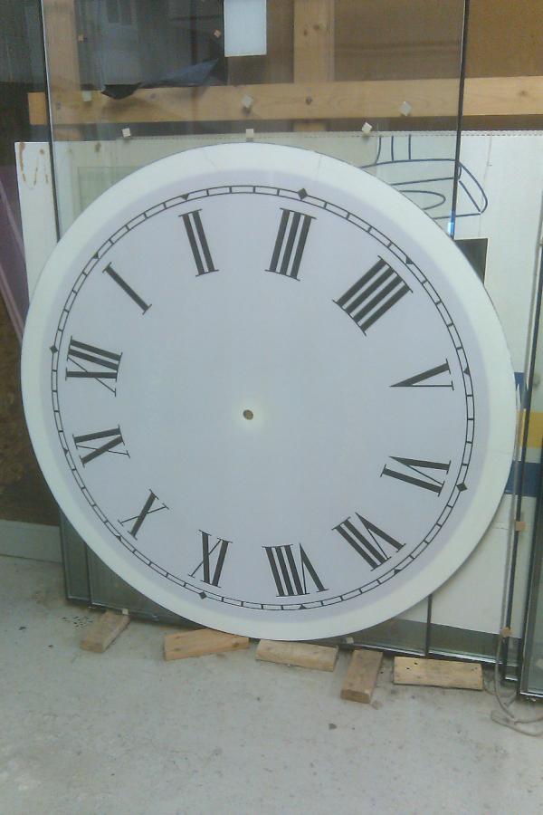 BuildersGlass's tweet image. GHS Centennial clock all polished up and  ready for it's trip to Legacy Field.  The clock is made of 3/8" carrera glass