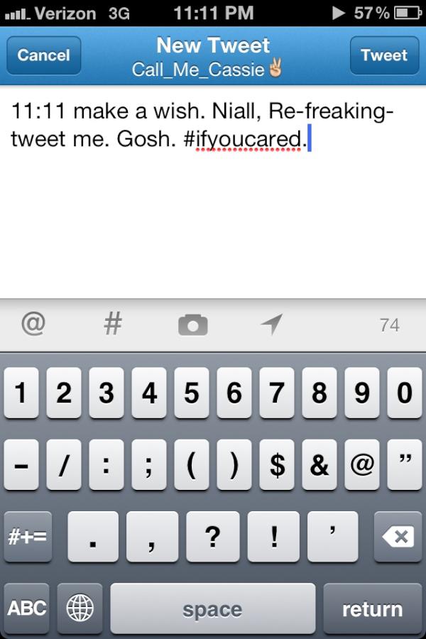 Cassie_Bre's tweet image. 11:11 make a wish. Niall, Re-freaking-tweet me. Gosh. #ifyoucared.