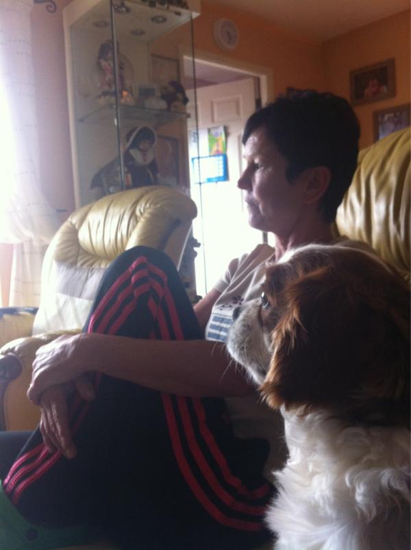 kates923's tweet photo. My Mum &amp; Romeo - Just a normal day watching Tv ! Haha... #HowCute http://t.co/sFA5L22z