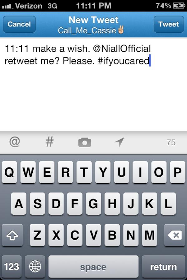 Cassie_Bre's tweet image. 11:11 make a wish. @NiallOfficial retweet me? Please. #ifyoucared