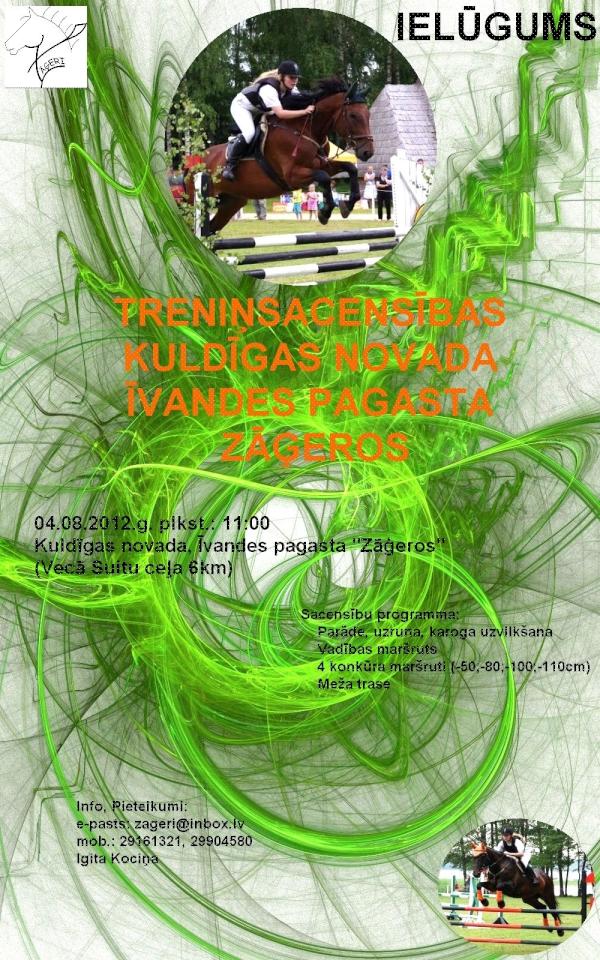 4.augustā plkst. 11:00  Īvandes pagasta "Zāģeros" notiks zirgu treniņsacensības.