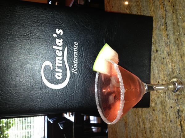 carmelas_ma's tweet photo. Introducing our Watermelon Martini! Made w. @stoli_vodka, watermelon Pucker, sprit, &amp; fresh chunks of watermelon. http://t.co/EXYNVVY1