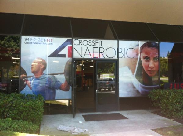 SignsRX's tweet image. Just finished installing @anaerobicinc window graphics. Call us for a quote today! #Crossfit