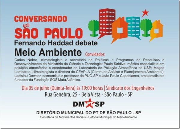 ConversandoSP's tweet image. Hoje, às 19h, o @ConversandoSP e Fernando Haddad participam de debate sobre Meio Ambiente. Participe você também!