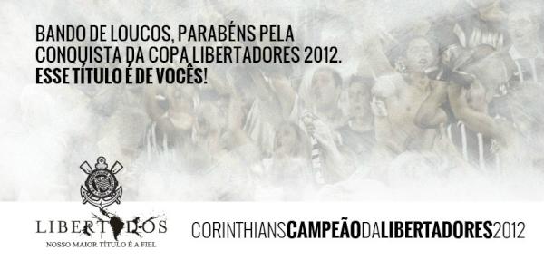 Corinthians's tweet photo. BOM DIA PARA QUEM É CAMPEÃO INVICTO DA LIBERTADORES! http://t.co/YhHJ63L3