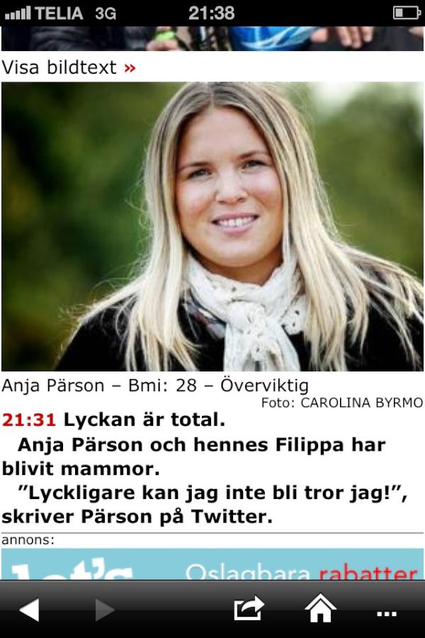 sofianorden's tweet photo. Ok hon har blivit mamma. Kul tyckte Aftonbladet. Men hon är fortfarande överviktig! http://t.co/Nplc55E9