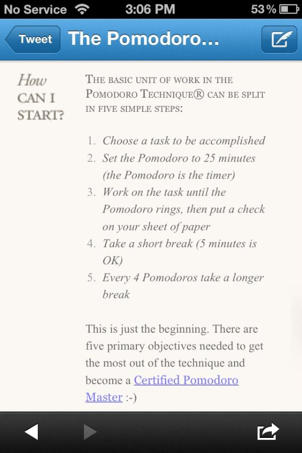 ItJustDo's tweet photo. The 5 basic steps of the Pomodoro productivity method:
Just do it already; I am, NOW.
#Motivation http://t.co/1jy1D46N
