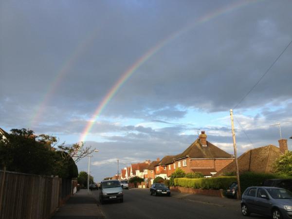 ActivEastbourne's tweet photo. Saw a double rainbow over Bexhill last night! http://t.co/sEhjOUDb