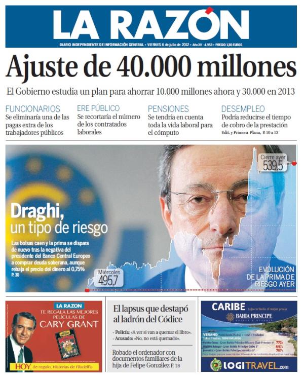 armacole's tweet photo. “@pacomarhuenda: Buenas noches. Os dejo la portada de LA RAZÓN http://t.co/uMsGfwIp”  después te quejas de que caes mal…