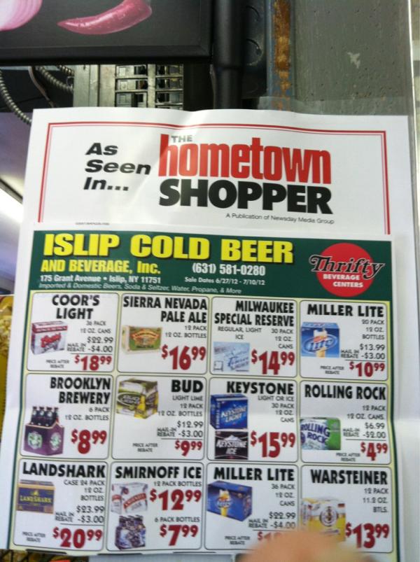 IslipColdBeer's tweet photo. This weeks sales through July 10th! http://t.co/aQhNLE5k