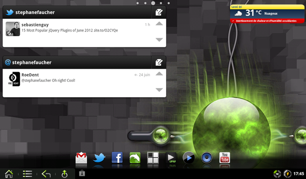 stephanefaucher's tweet image. Le look de ma tablette #Android #gTablet qui roule #VEGAn-Tab Probablement le meilleur ROM que j'ai testé :-)