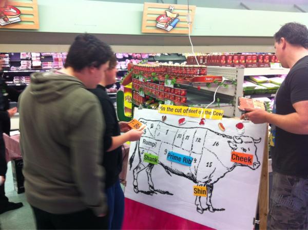 ashcoorils's tweet photo. Customers playing "pin the cut of beef on the cow" at Nowra Stockland #australiasfreshfoodpeople @XpressWoolies http://t.co/PNoj03fp