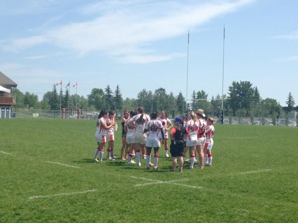 Half time of semi final for Women vs Team Average. 
Score is 14-5