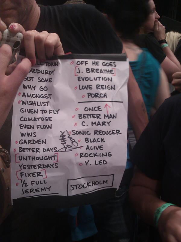 remcor2000's tweet image. Setlist Pearl Jam Stockholm, All those yesterdays! #pearljam #PJStockholm