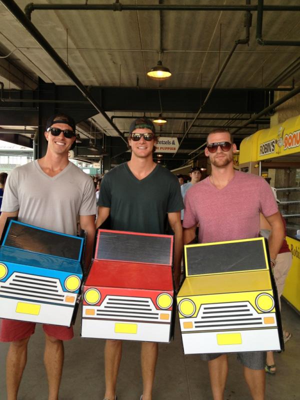 JustinGoltz's tweet photo. #Goldeyes car contest results 1st Place: Red Rocket @kaadams9 2nd: Blue Lightning (Me) 3rd: Mellow Yellow @AlexBrink10 http://t.co/vPoJgPu8