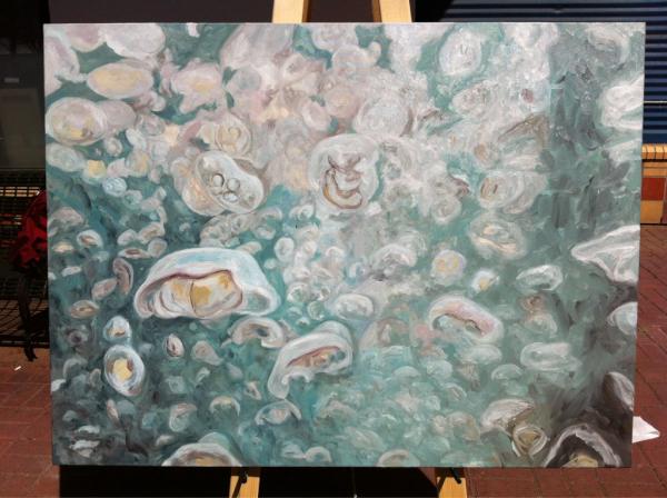 paintisskin's tweet photo. Things begin to emerge from the deep... Live painting today at Motion Gallery. http://t.co/V2opCofi