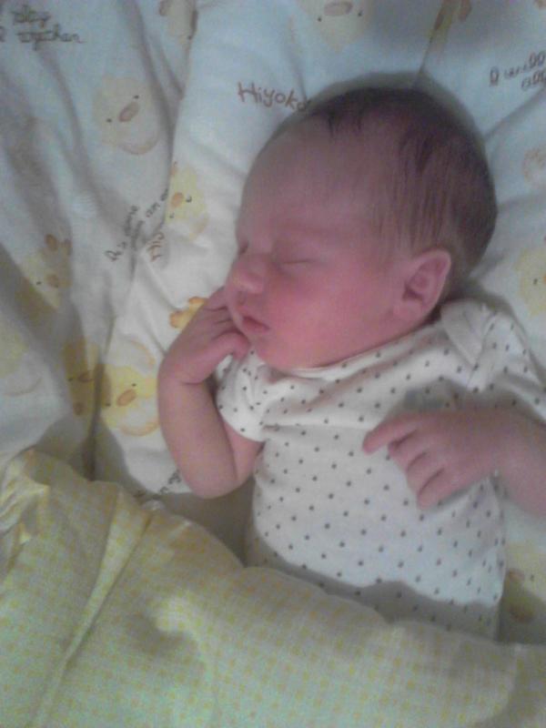 Mommy_Charlie's tweet photo. My little man sleeping http://t.co/t6brShcB