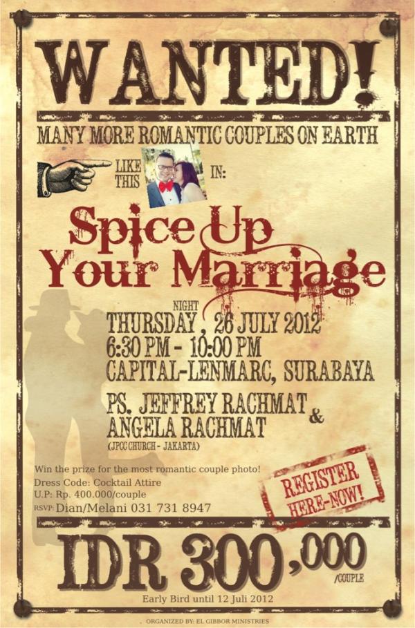 CapitalResto's tweet photo. Spice up your marriage! Speaker by Pdt. Jeffrey Rachmat (JPCC Jkt) 26 july 2012. http://t.co/7ocAE7my