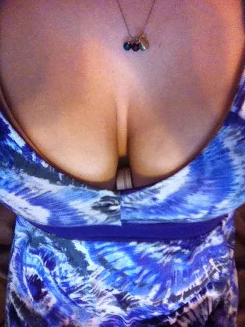 LyraLaveau's tweet photo. Like most blessed girls, I keep stuff b/t my boobs! Baby figured it out &amp; loves to dig for treasure. Lol! #boobs http://t.co/HiV6xkVQ