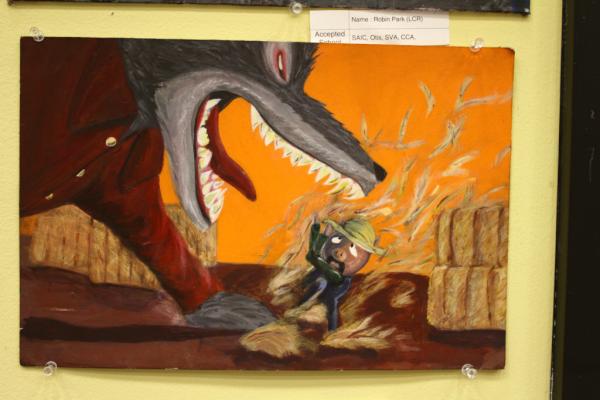 Vision21's tweet image. Today's feature piece is by Robin Park (La Crescenta branch) Robin got into #SAIC, #OTIS, #SVA &amp;amp; #CCA!! #bigbadwolf