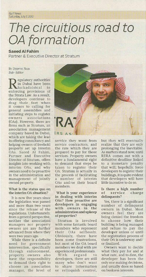 Stratum_OAM's tweet photo. Saeed Al Fahim, Partner and Executive Director of Stratum, offers insights regarding OA formation. http://t.co/zkwdad33