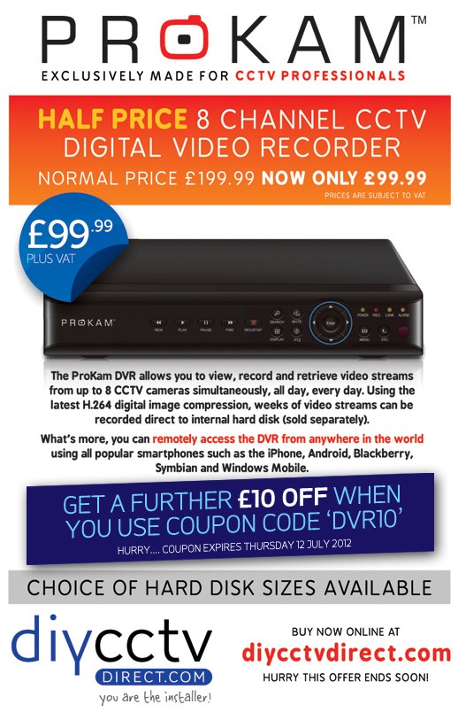 DIYCCTVDirect's tweet image. Try the ProKam 8 CH DVR for only £89.99 til Thursday. iPhone, Blackberry and Android Ready. getanalarm.co.uk/shop/2012-prok…