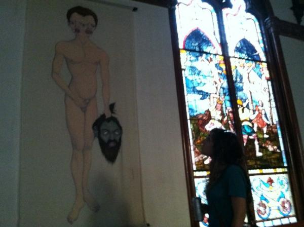 DanOhReally's tweet photo. About to eat some brisket in a desecrated church on my block. #brisketlab http://t.co/SQPsmfM7