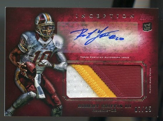 Topps's tweet photo. Few late night post ASG Inception FB pulls, check out this sweet @RGIII auto patch card! #Skins #SickPull http://t.co/71YiOoiG