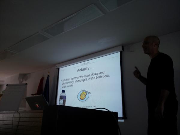 SSSW2012's tweet photo. . @aldogangemi presenting the empirical perspective of ontology design #sssw2012 http://t.co/ZkPPRNTL