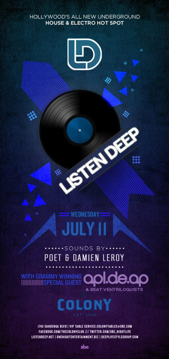deeplivin's tweet photo. Join us TONIGHT @TheColonybysbe with @apl_de @poetnamelife @iamDamienLeRoy &amp; Surprise Guests! http://t.co/WvmZHa3Q http://t.co/DROfEo69