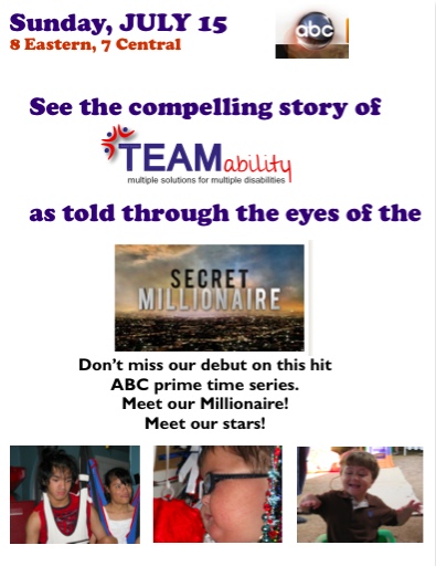 TEAMability's tweet photo. Let's Go! Secret Millionaire this #Sunday on @abc #tunein http://t.co/IyWulfUL