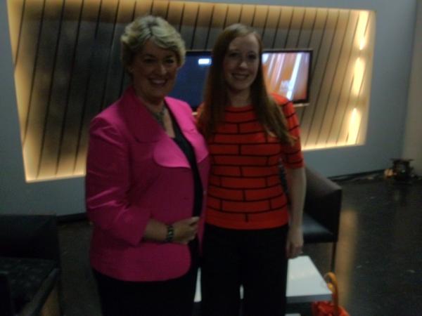 Teacher of the year 2012 <a href="/evelynoconnor/">Evelyn O'Connor</a> with Nora owen on @TV3Ireland #midweek :-)  #edchatie