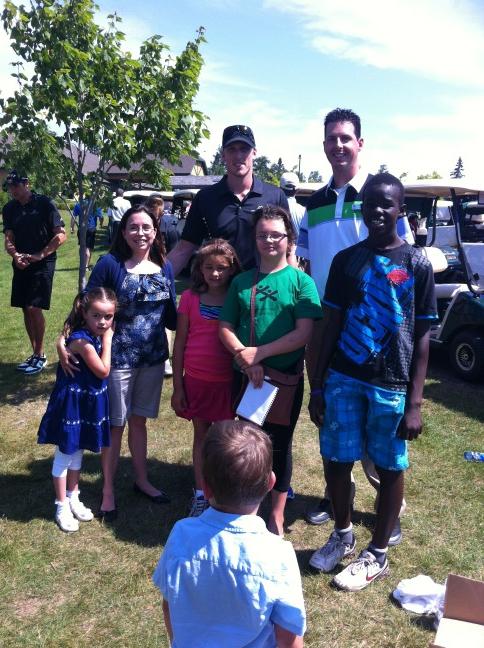 bprepp's tweet photo. @THMC75 Marc Staal with camp kids announcing "Thunder Bay NHLers Score for Kids" http://t.co/8KmNoeFm
