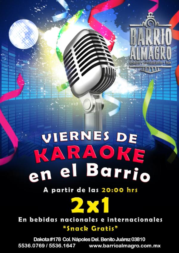 Ahora, todo los VIERNES son de KARAOKE!
En BarrioAlmagro...