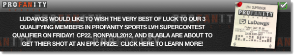 DailyRoto's tweet photo. Best of luck to our 3 members in the @proFANitySports LVH SuperContest qualifier tomorrow! Pulling for you guys! http://t.co/Nb7fX60w