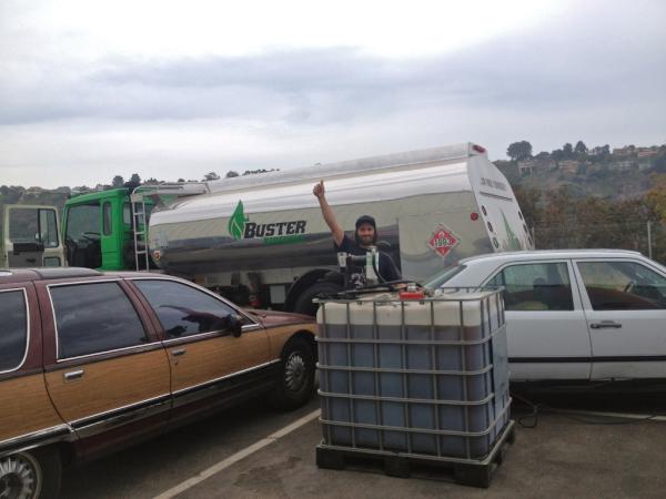 BUSTERBIOFUELS's tweet photo. Madd Max delivered biofuel to our friends @Sector9, and EG is stoked on a 250 gallon tote of liquid sustainability! http://t.co/GZElEh2j