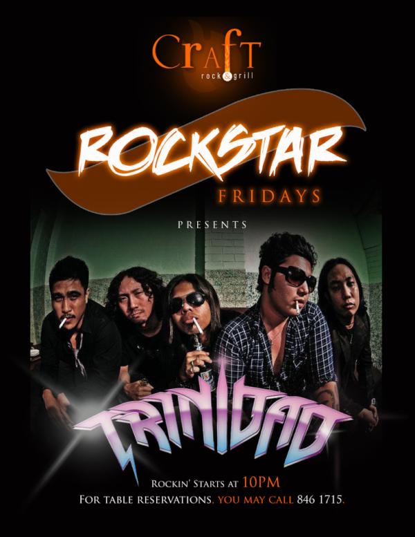 CraftRockGrill's tweet photo. ROCKSTAR FRIDAY! Start your weekend by dropping by Craft Rock and Grill and seeing Trinidad perform tonight! :) http://t.co/Fy4bwwpm