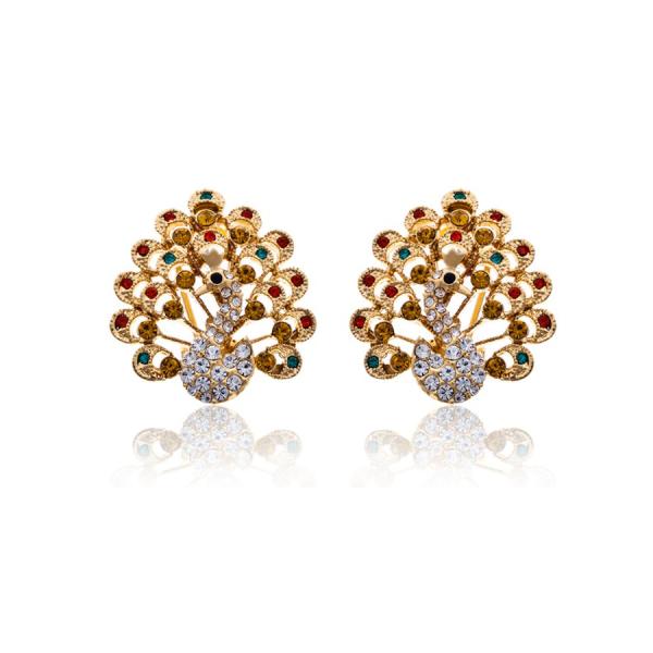 crystalcute002's tweet photo. Gold Plated Peacock-shaped Rhinestones Earrings http://t.co/ahtSL7pF