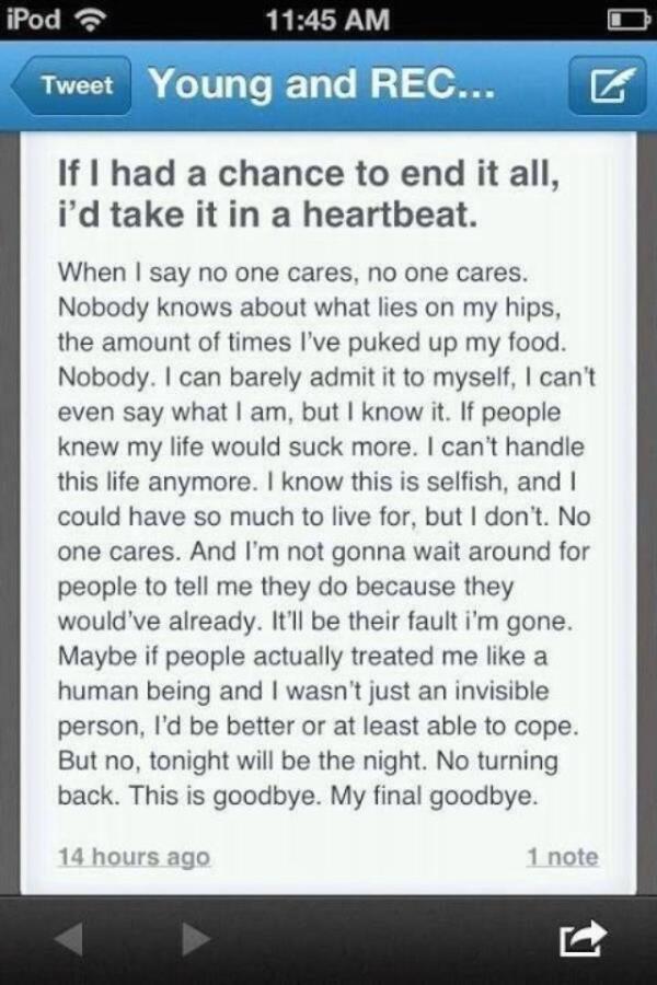 flownessa420's tweet image. This makes me really sad for this girl ),: #RIPJess read what she wrote omg, I can't explain how I feel at the moment